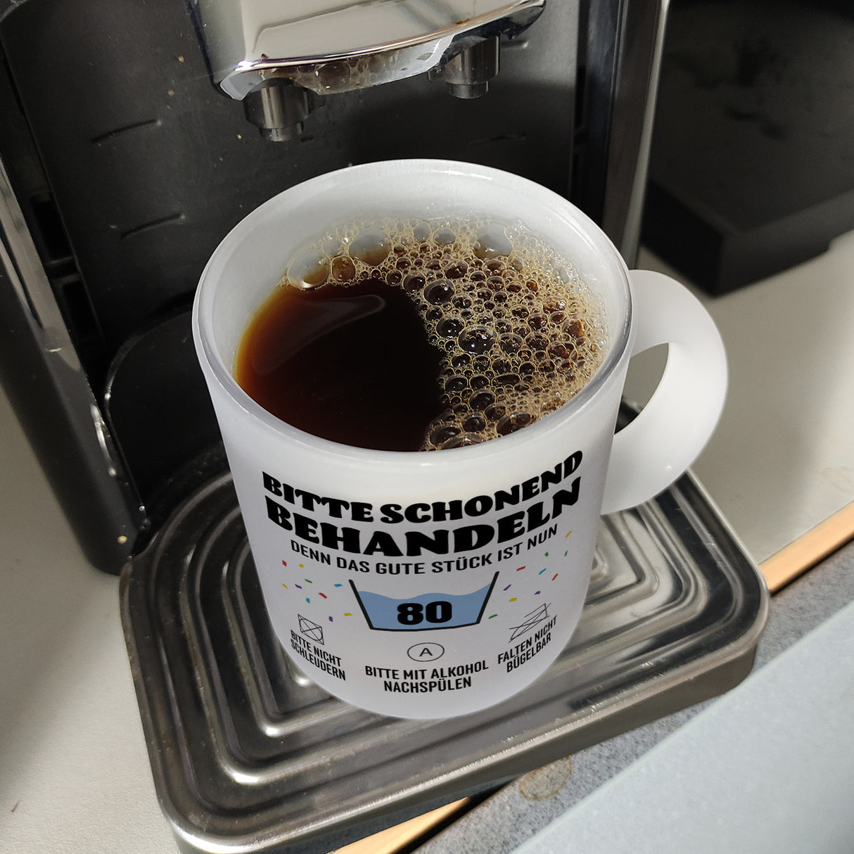 Bitte schonend behandeln - 80. Geburtstag Kaffeebecher