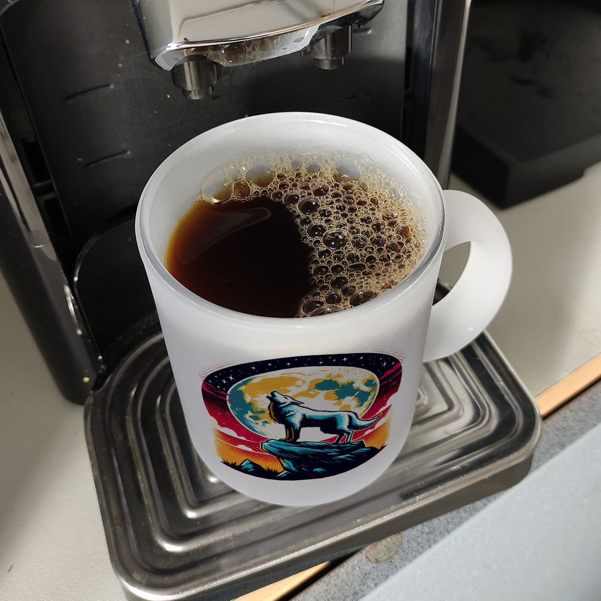 Wolf Vollmond Kaffeebecher