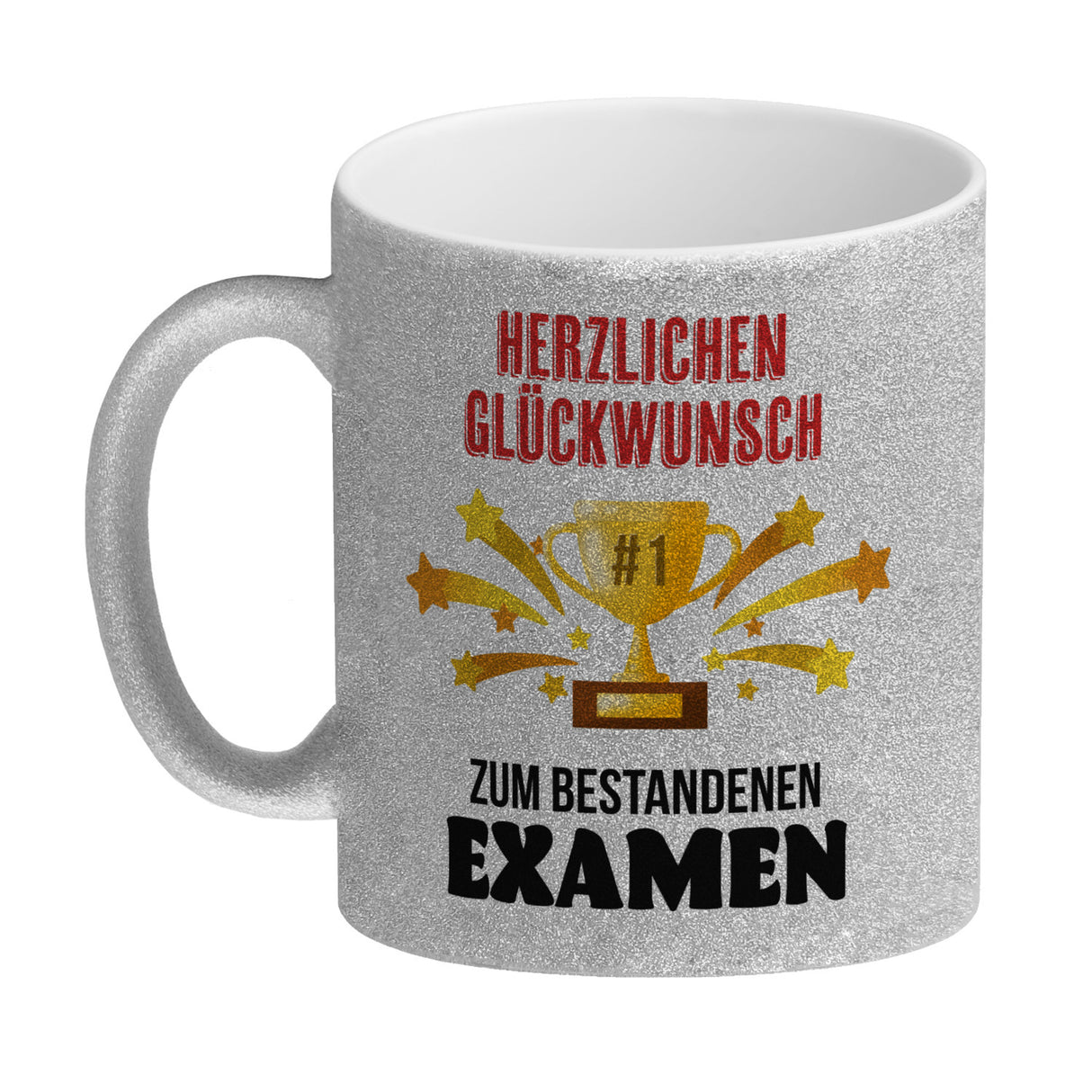 Nummer 1-Pokal Kaffeebecher mit Spruch Glückwunsch zum bestandenen Examen