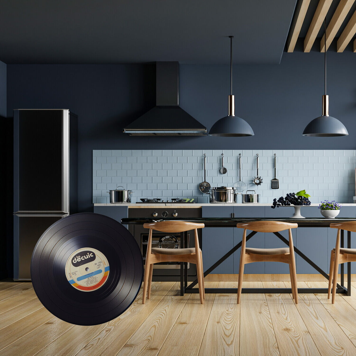 Schallplatte Retro Magnet rund