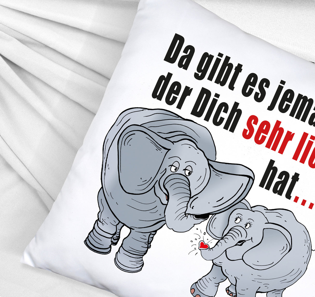 Elefanten Kissen mit Spruch Jemand hat dich sehr lieb