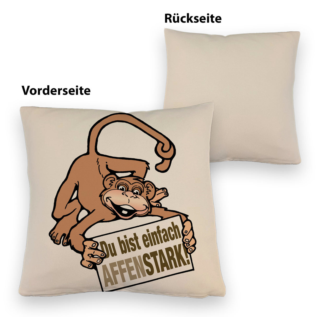 Affe Kissen mit Spruch Du bist einfach Affenstark