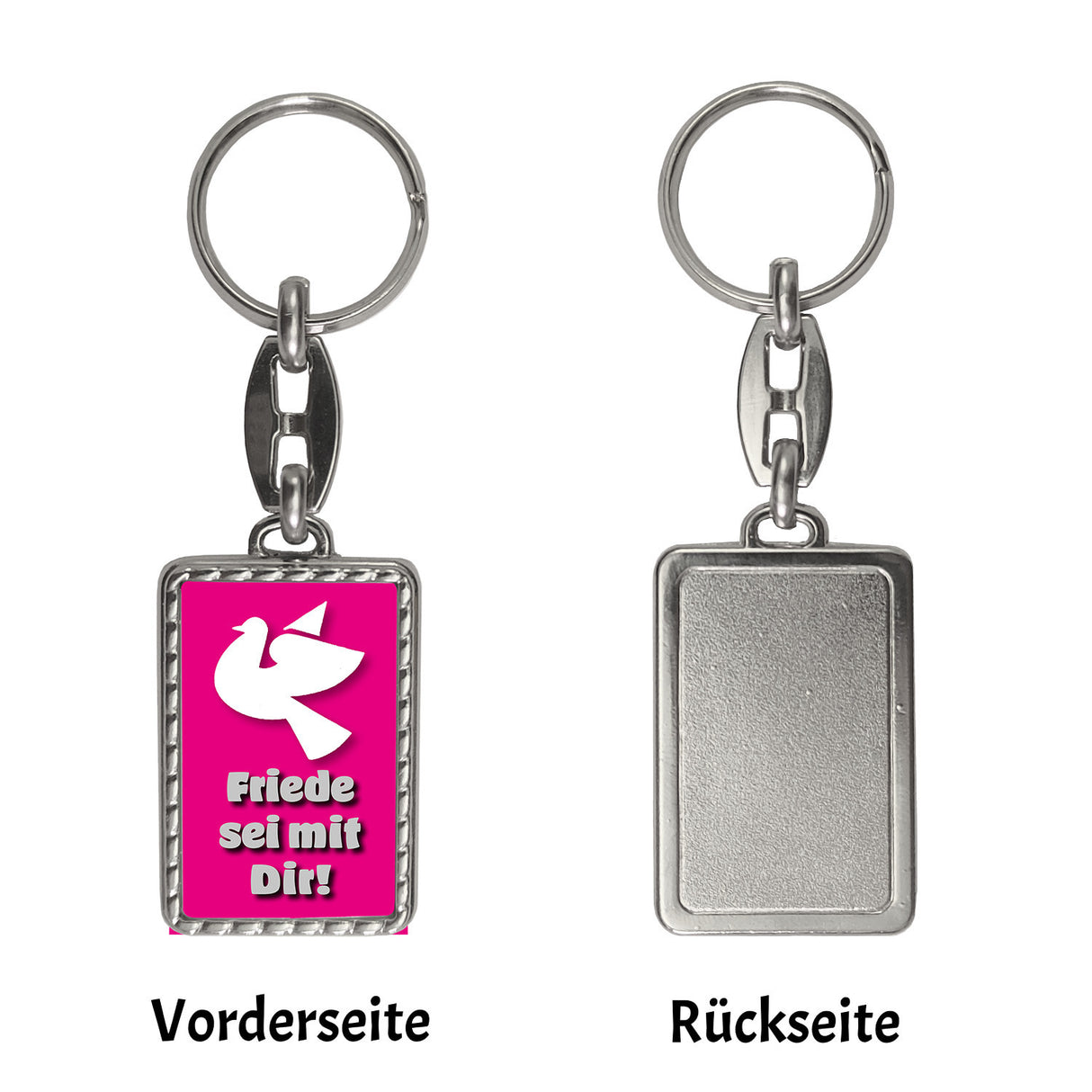 Friedenstaube Schlüsselanhänger mit Spruch Friede sei mit Dir