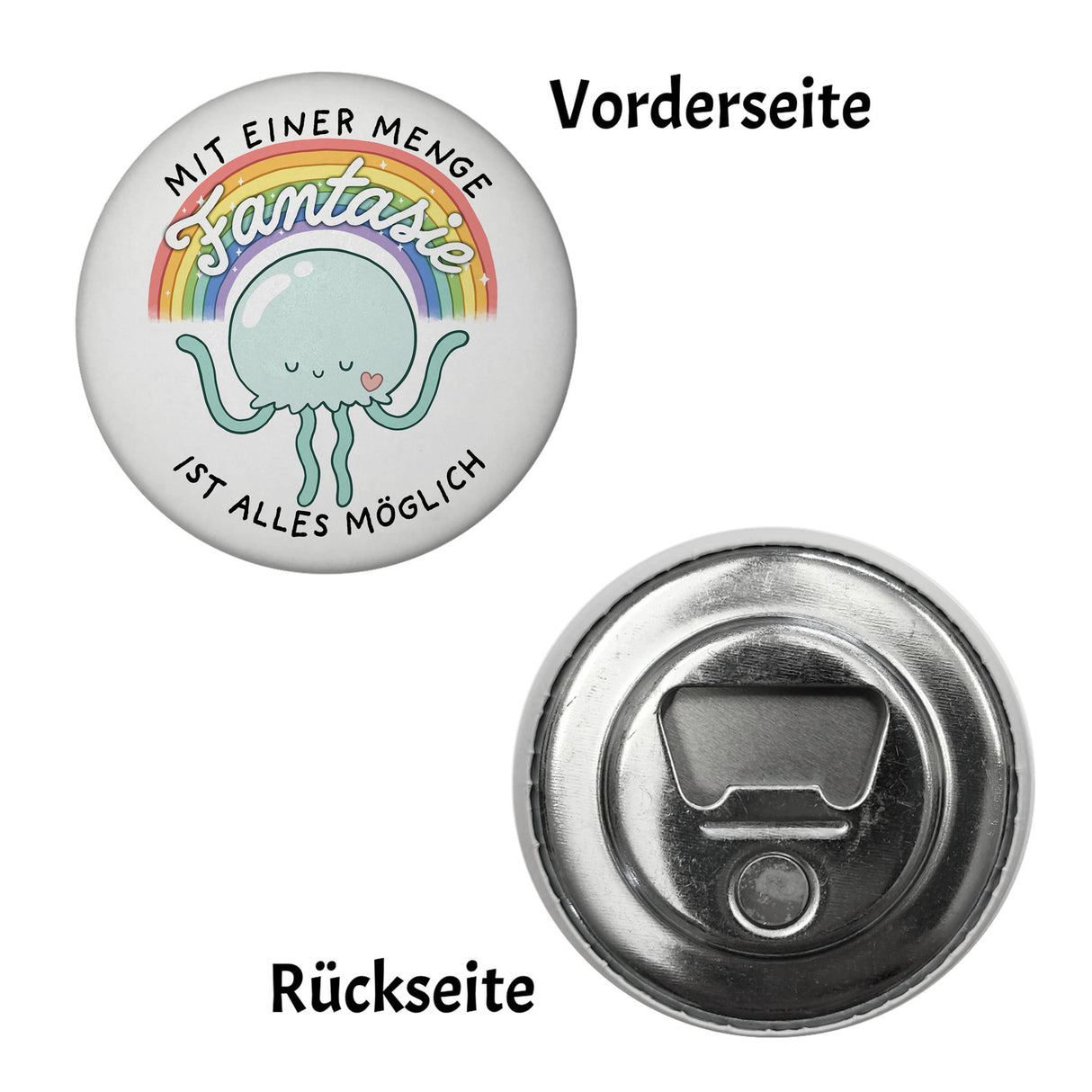 Jelly & Friends Qualle Magnet rund mit Spruch Fantasie macht alles möglich