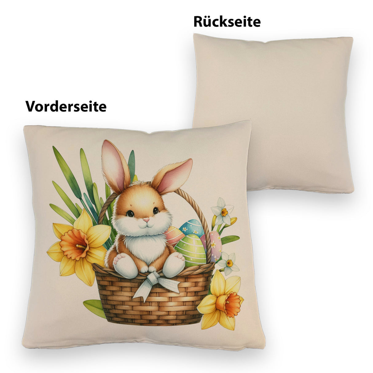 Osterhase im Osterkorb Kissen