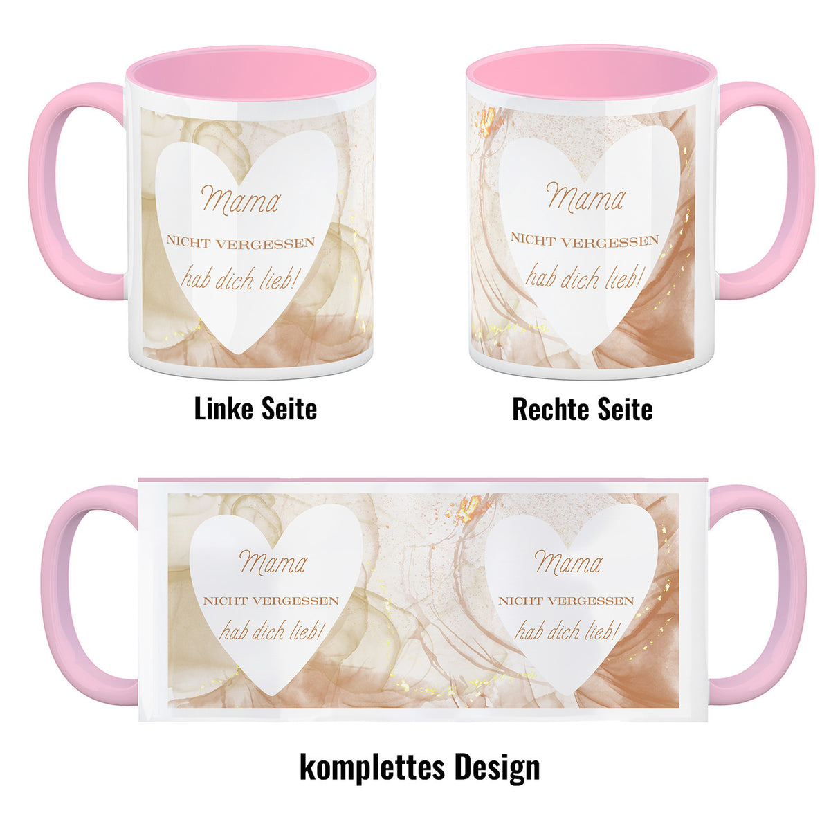 Herz Kaffeebecher mit Spruch Mama nicht vergessen ich hab dich lieb