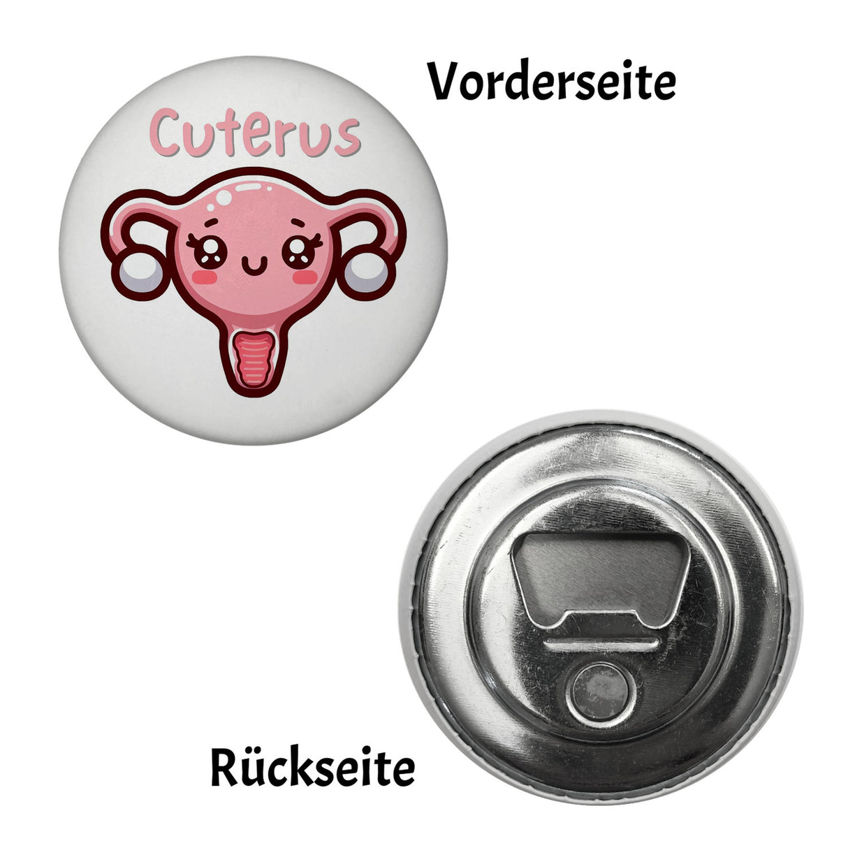 Gebärmutter Kawaii Magnet rund mit Spruch Cuterus