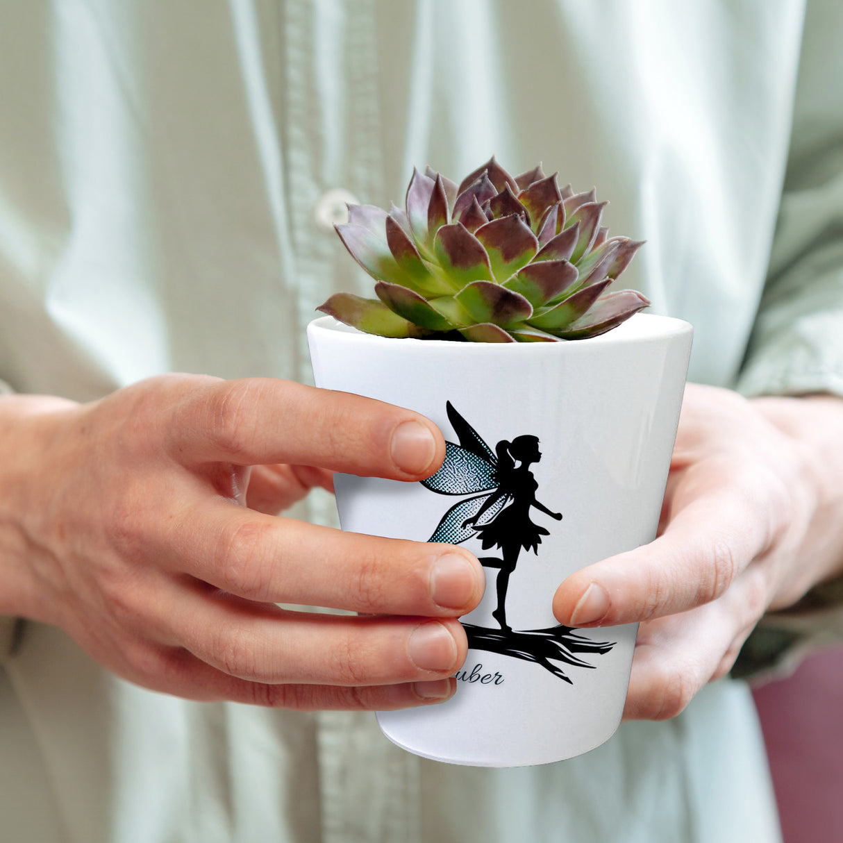 Tanzende Fee Blumentopf mit Spruch Feenzauber