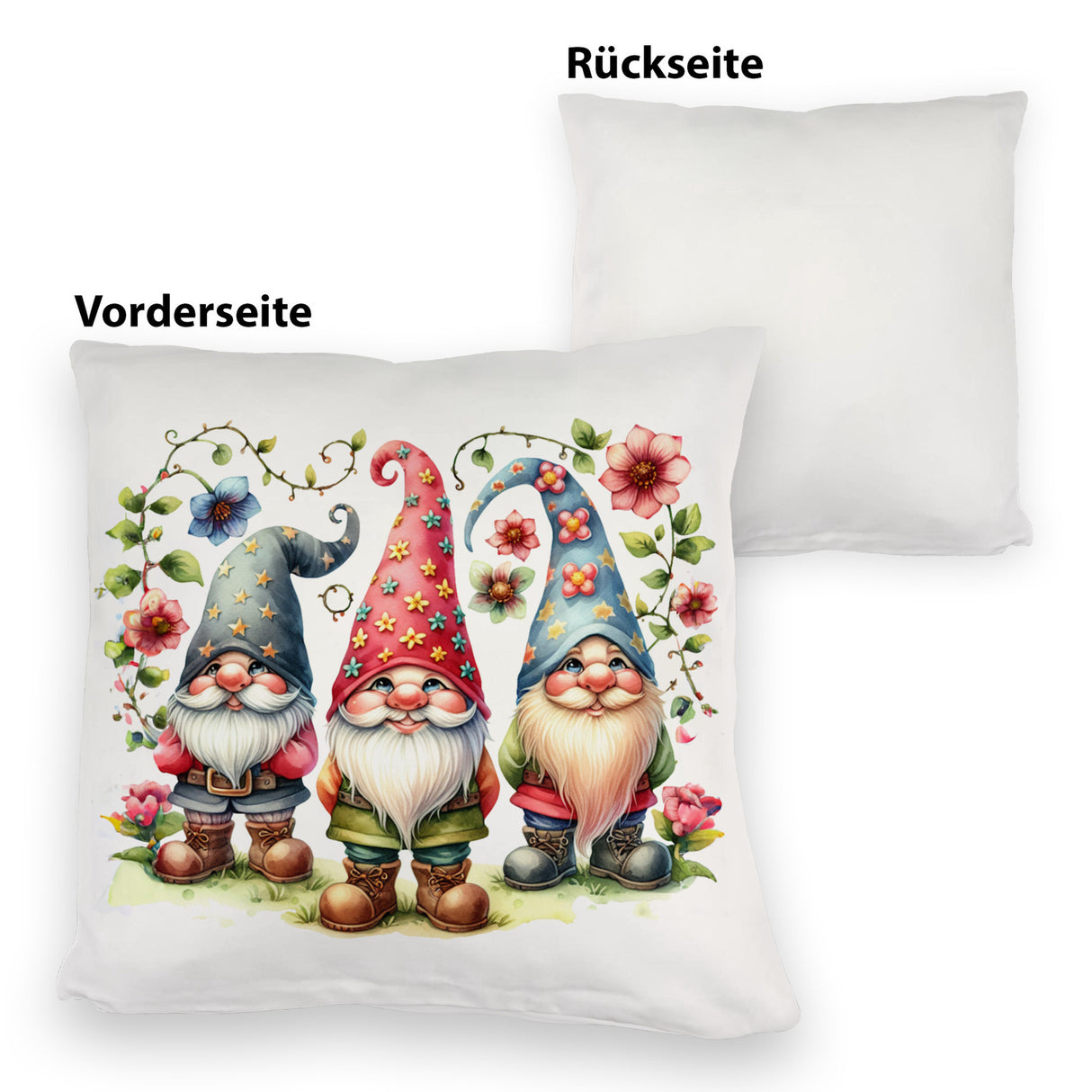 Drei lustige Gartenzwerge Kissen