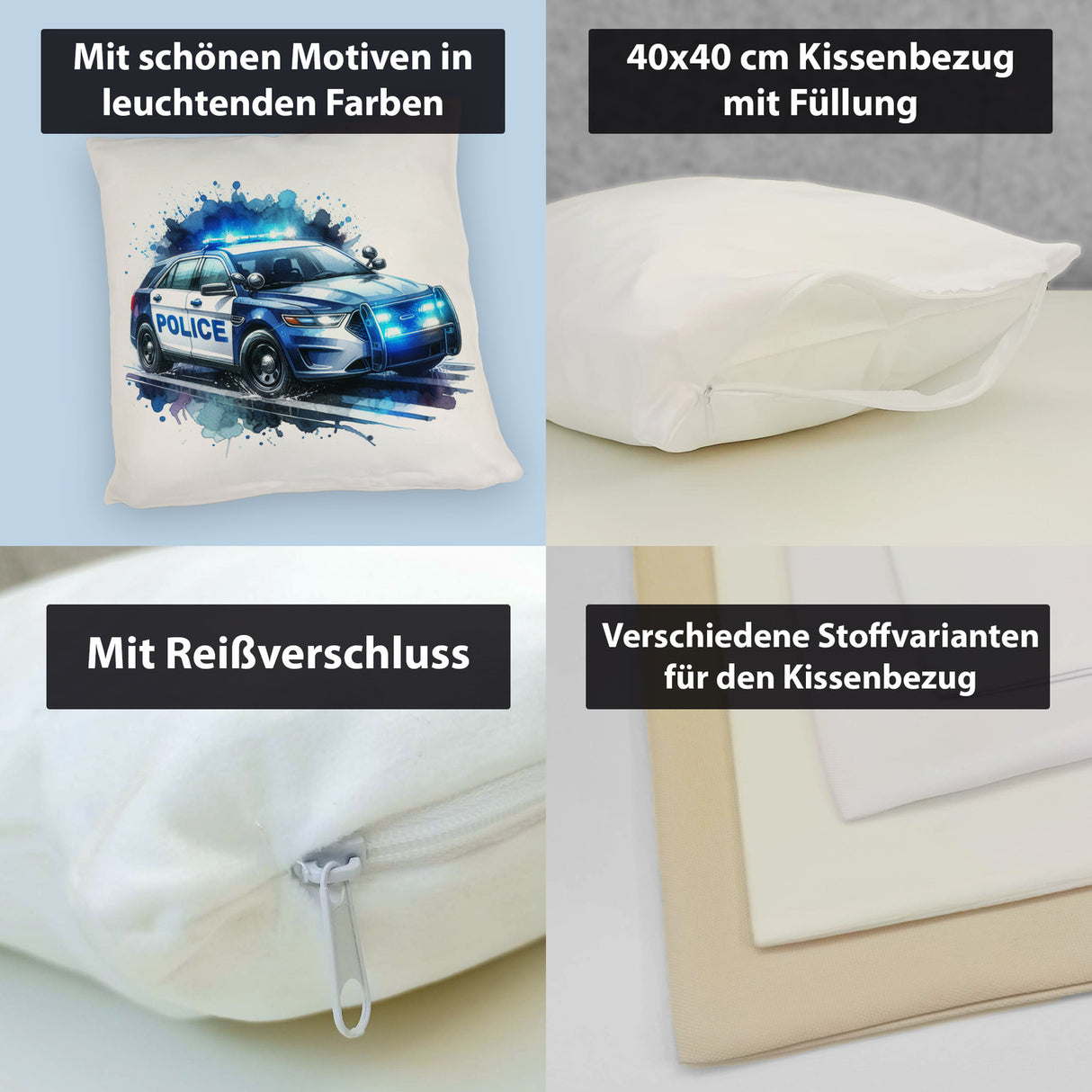 Polizeiauto im Einsatz Kissen