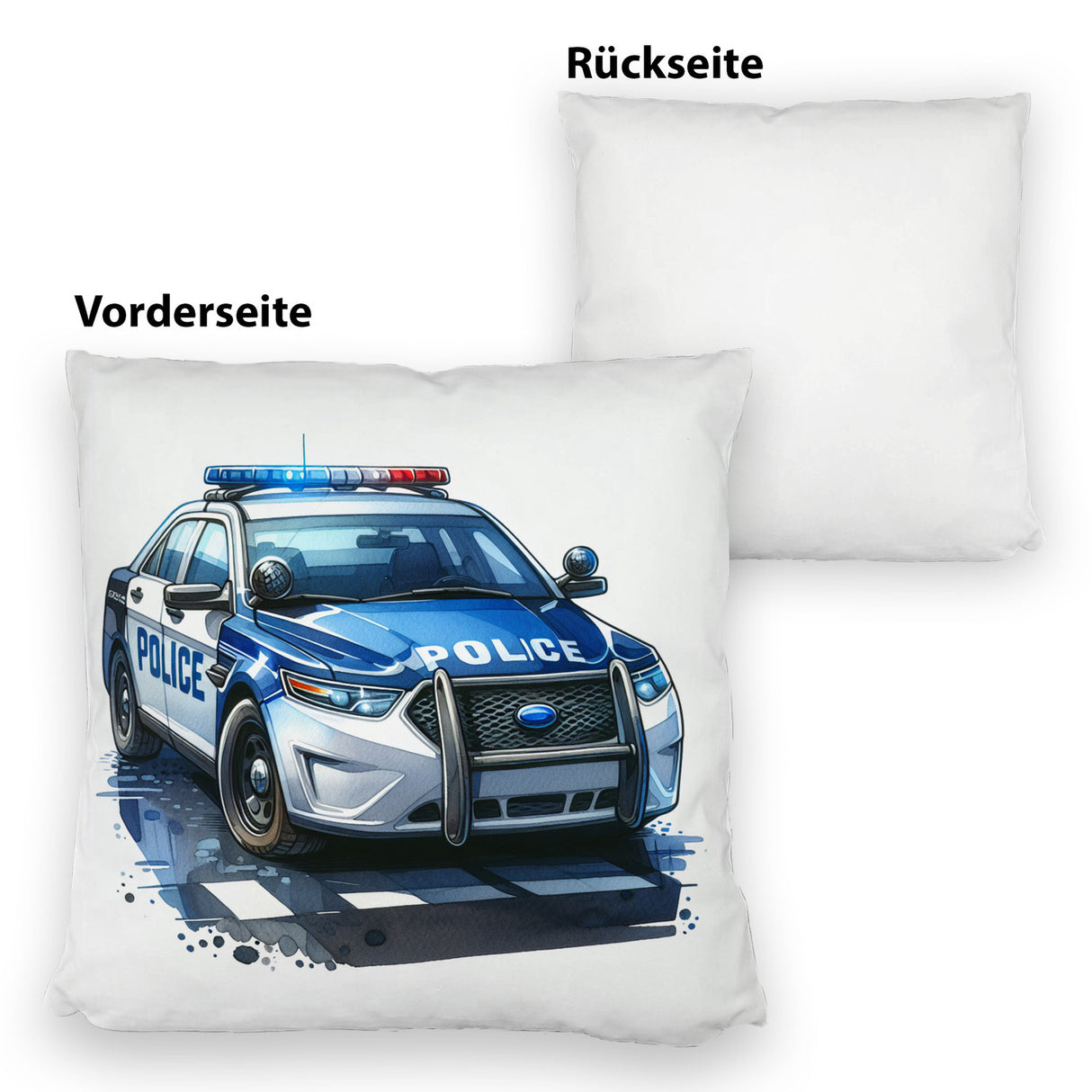 Polizeiauto mit Blaulicht Kissen