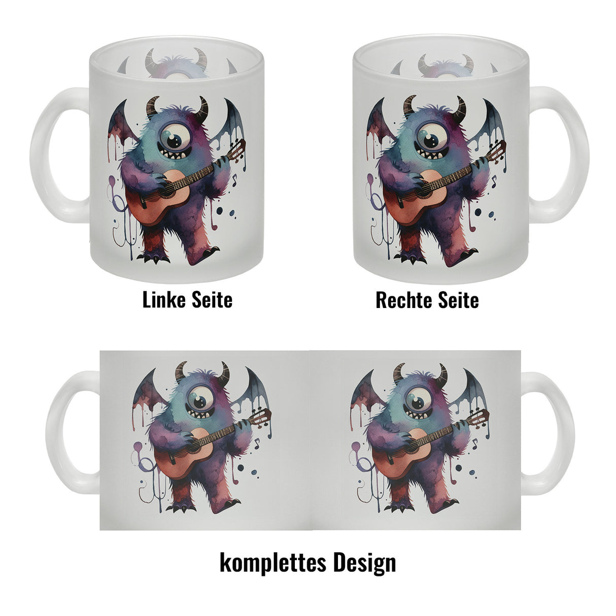 Niedliches Monster mit Gitarre Kaffeebecher