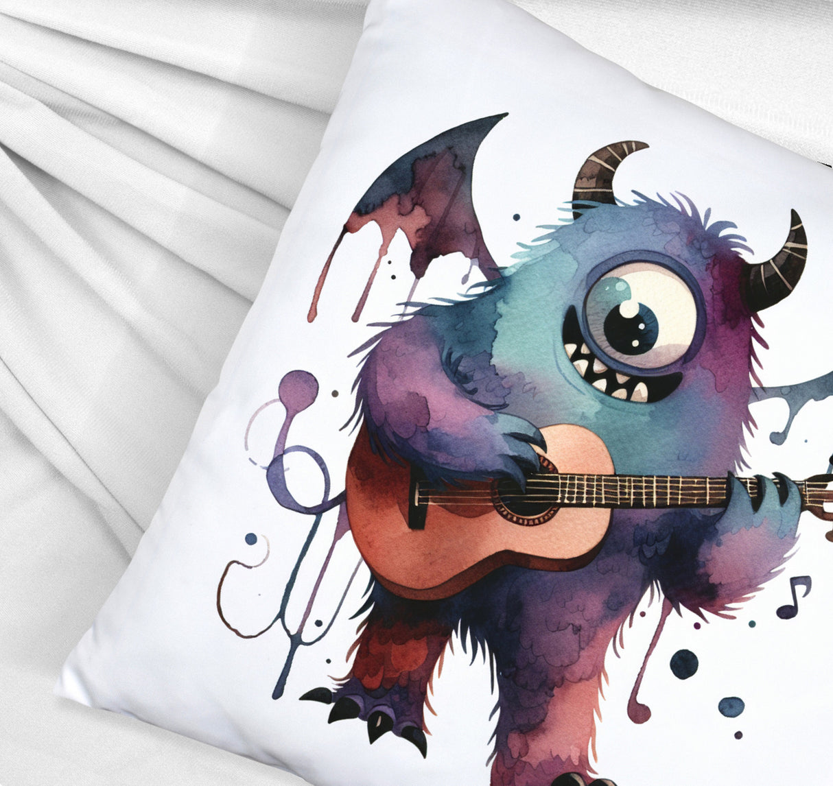 Niedliches Monster mit Gitarre Kissen