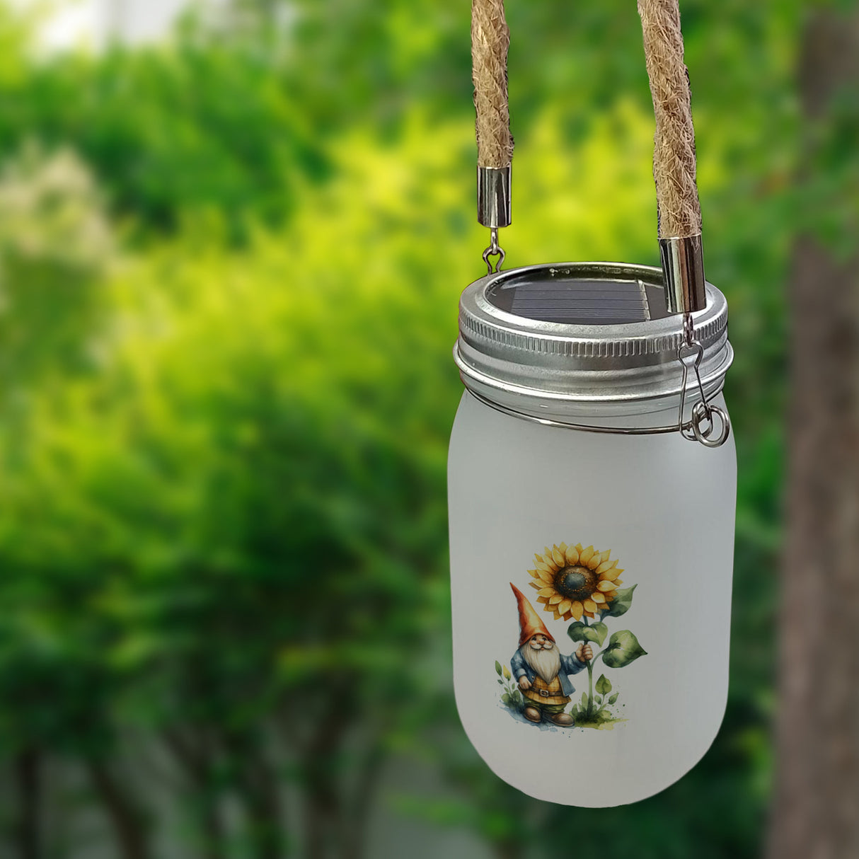 Gartenzwerg mit Sonnenblume Solarlicht