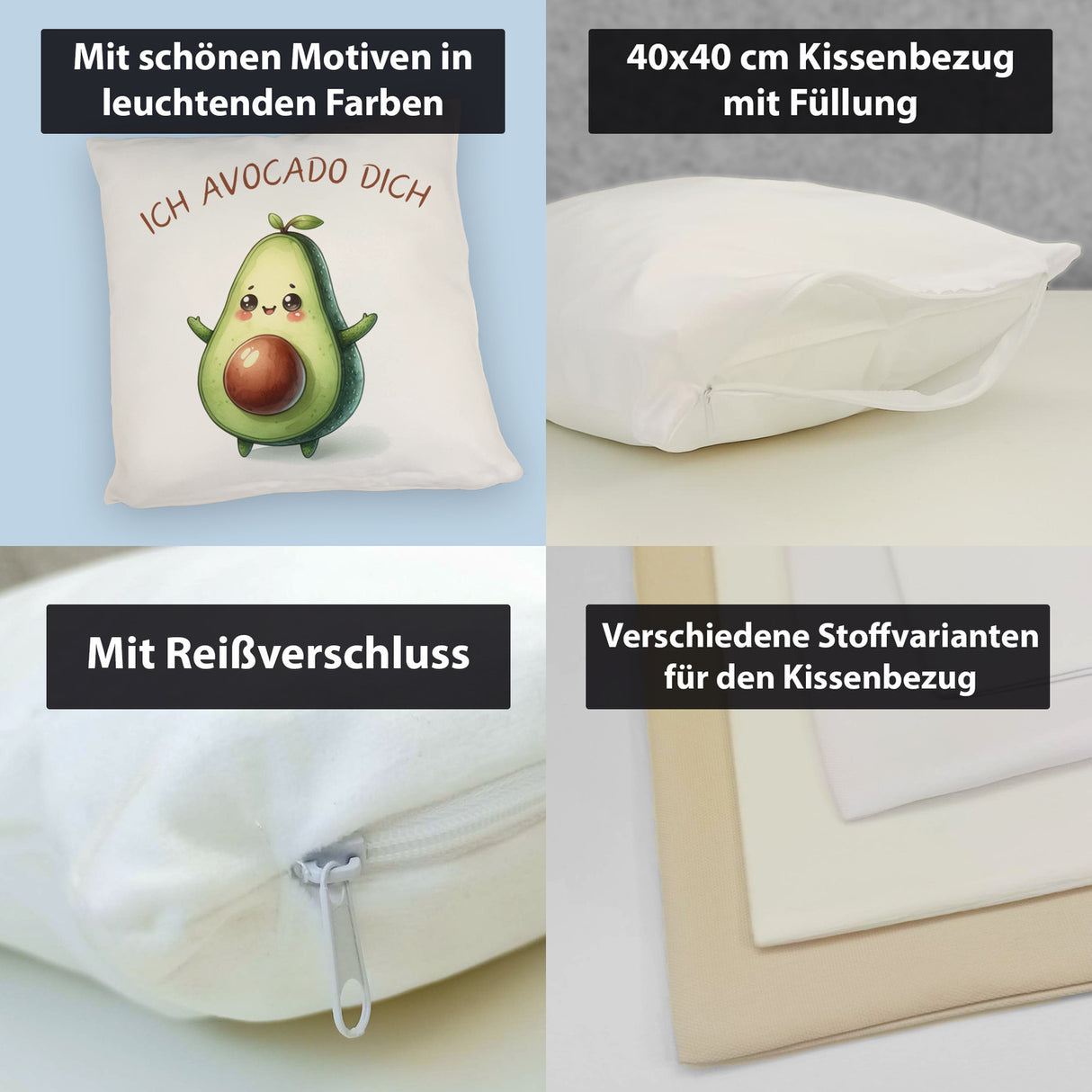Avocado Kissen mit Spruch Ich Avocado dich