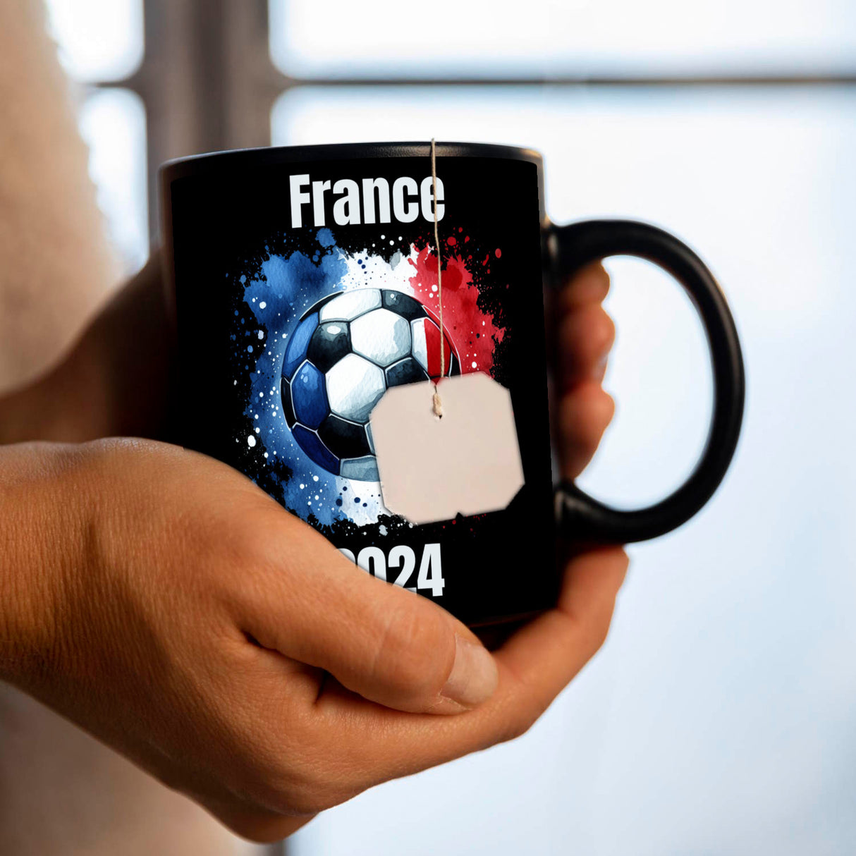 Fußball Frankreich Flagge Tasse in Schwarz
