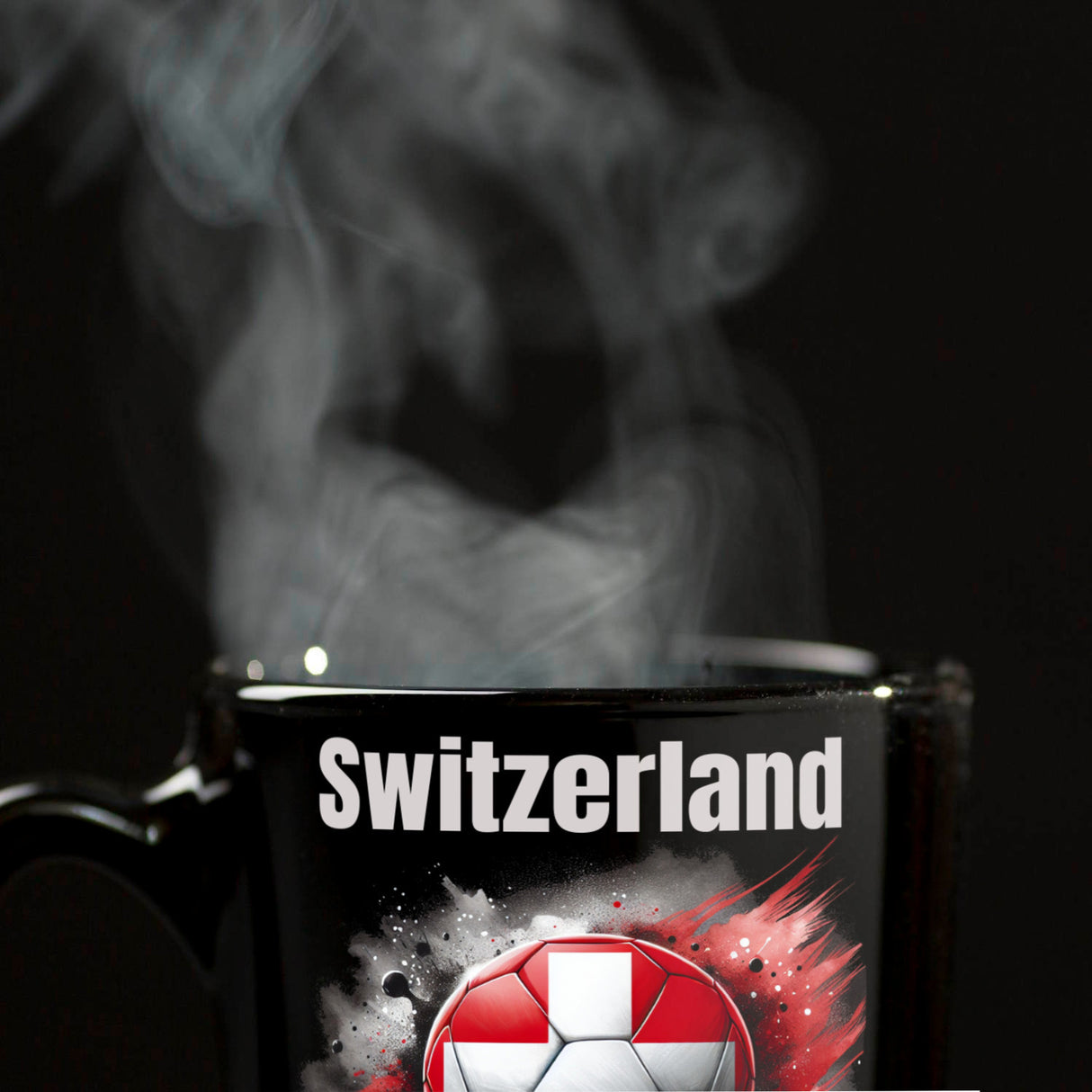 Fußball Schweiz Flagge Tasse in Schwarz