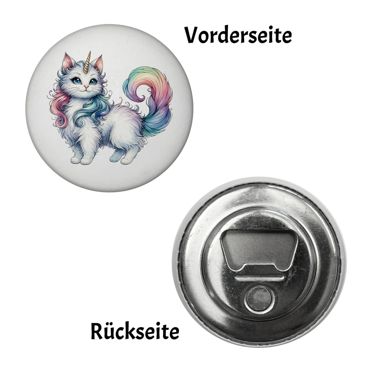 Einhorn-Katze Magnet rund