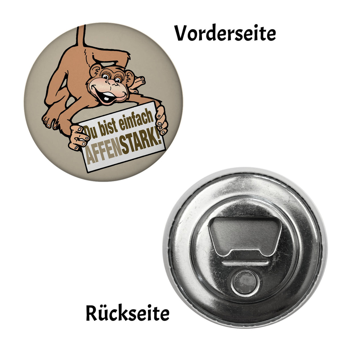 Affe Magnet rund mit Spruch Du bist einfach Affenstark