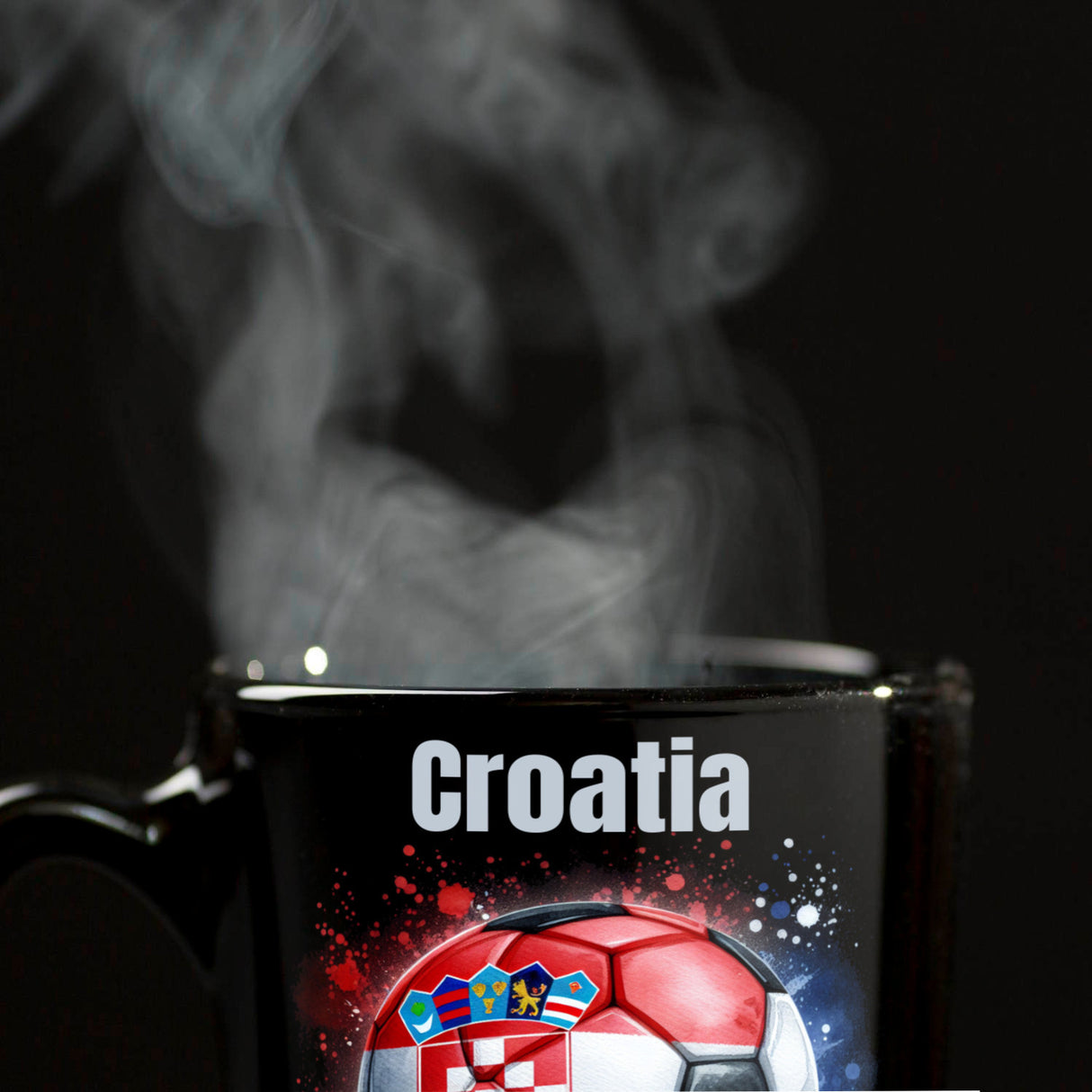 Fußball Kroatien Flagge Tasse in Schwarz