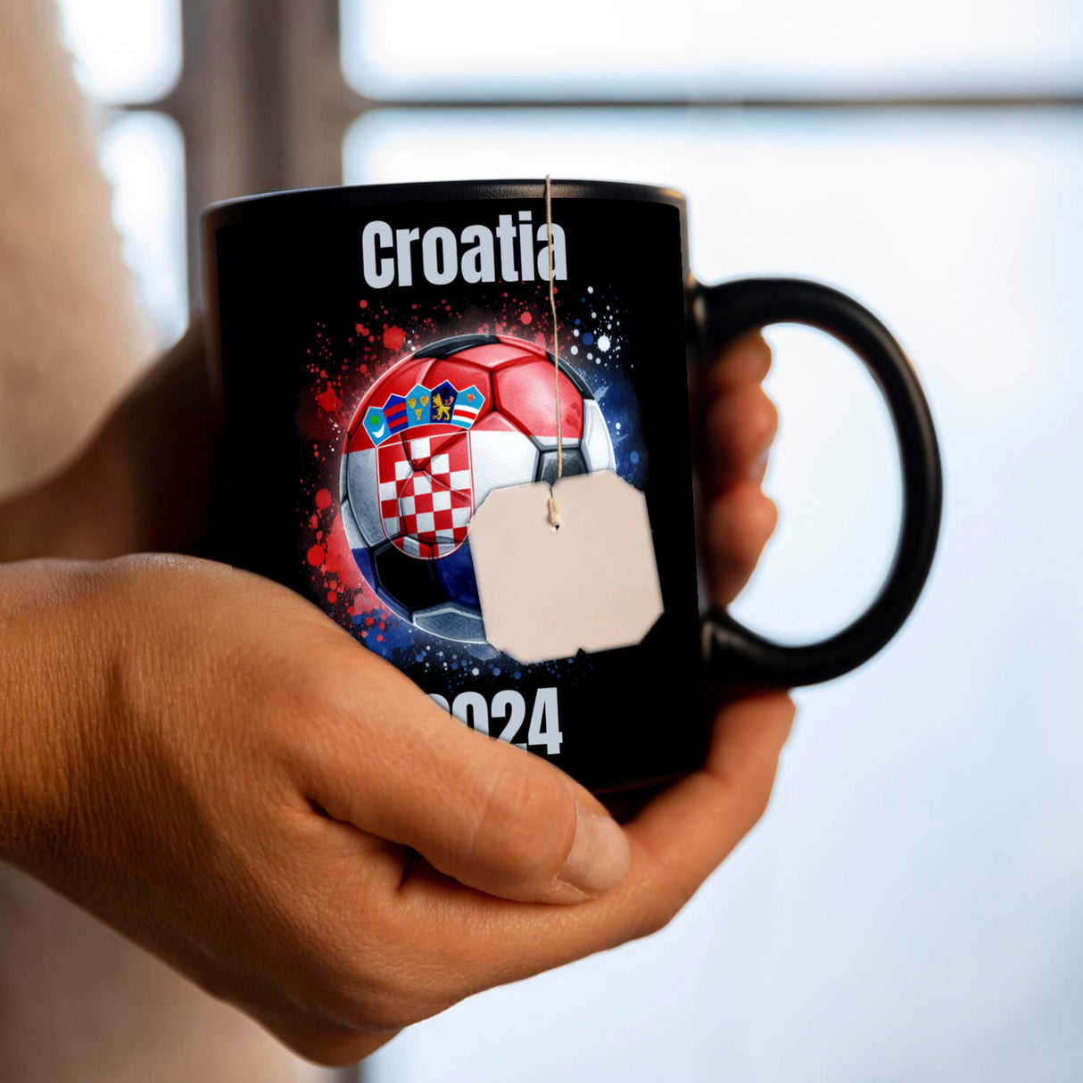 Fußball Kroatien Flagge Tasse in Schwarz
