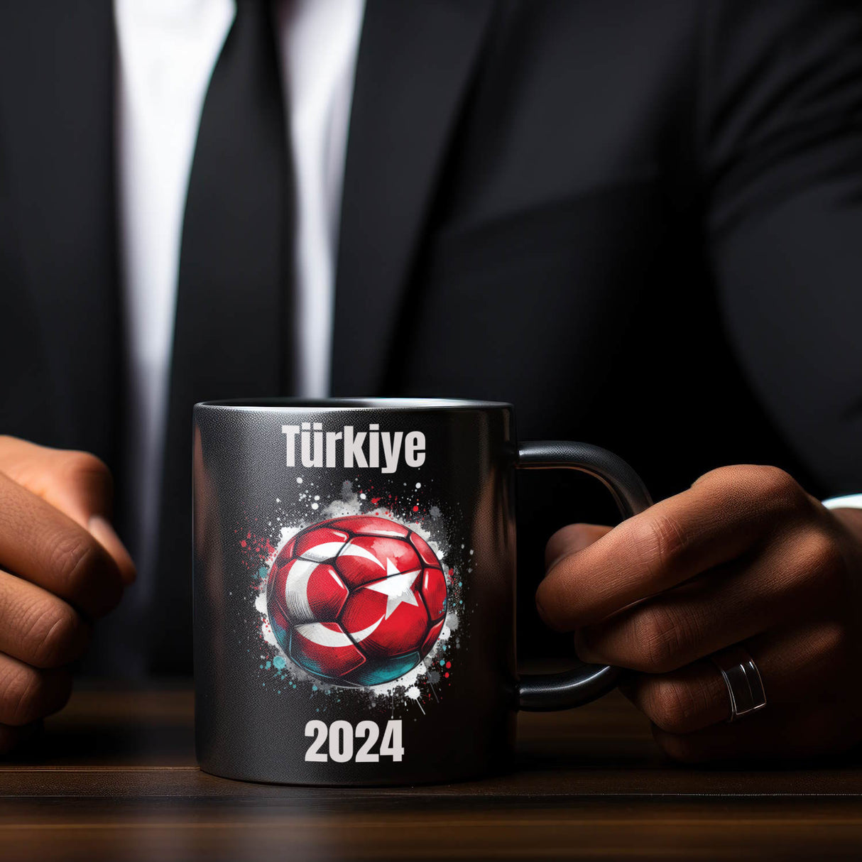 Fußball Türkei Flagge Tasse in Schwarz