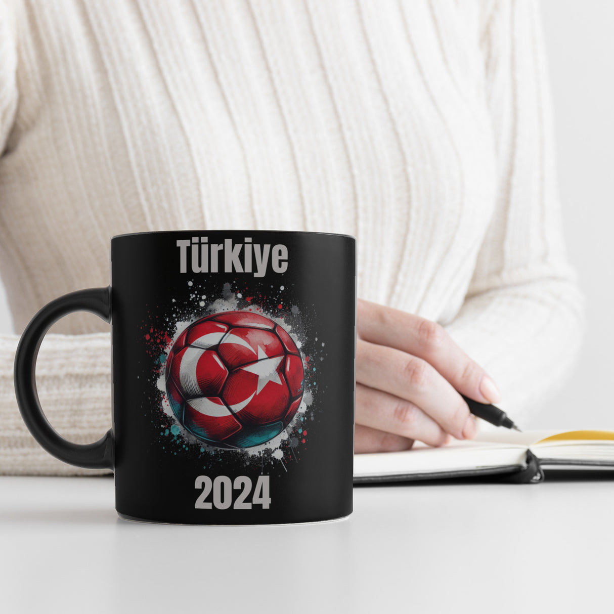 Fußball Türkei Flagge Tasse in Schwarz