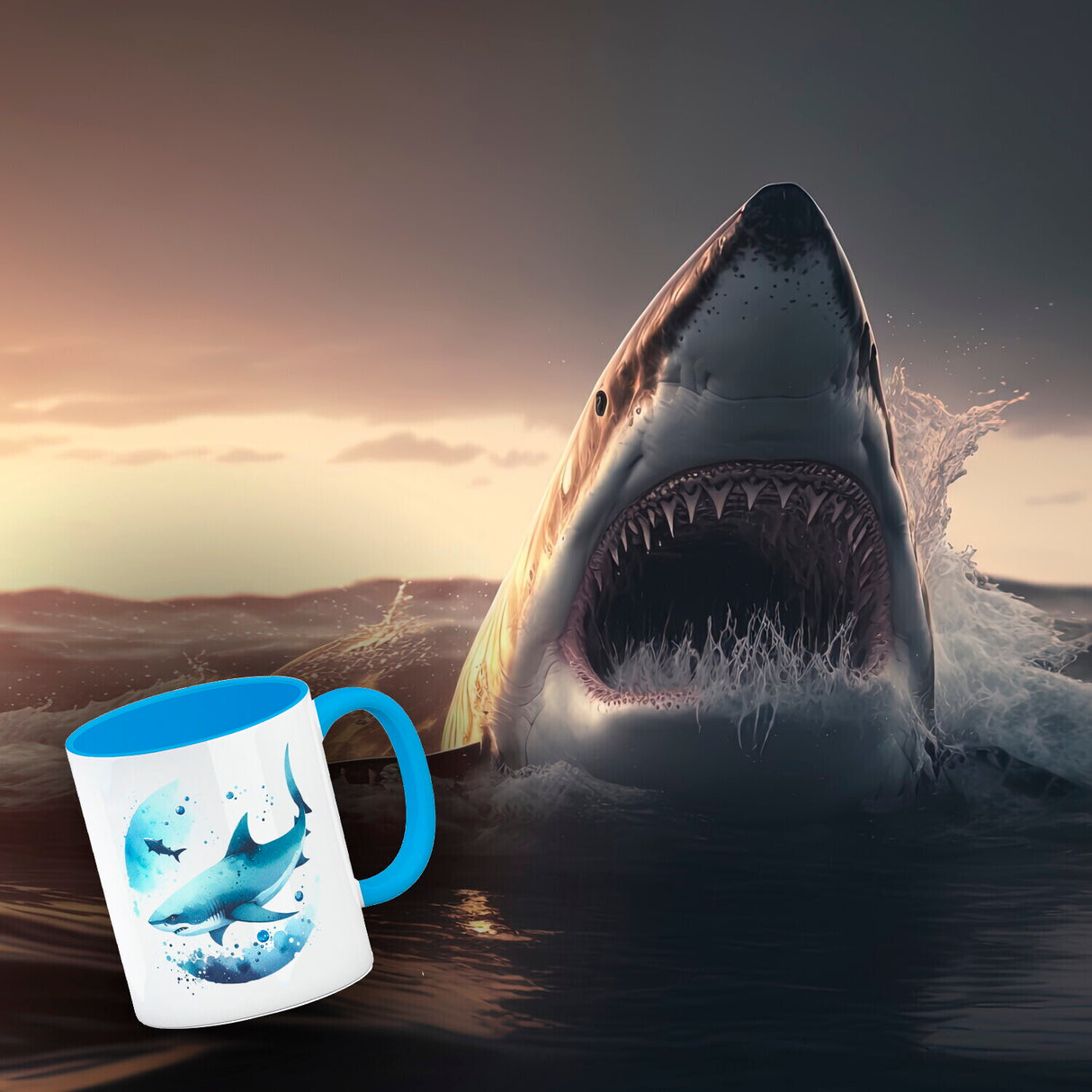 Haifisch im Wasser Kaffeebecher