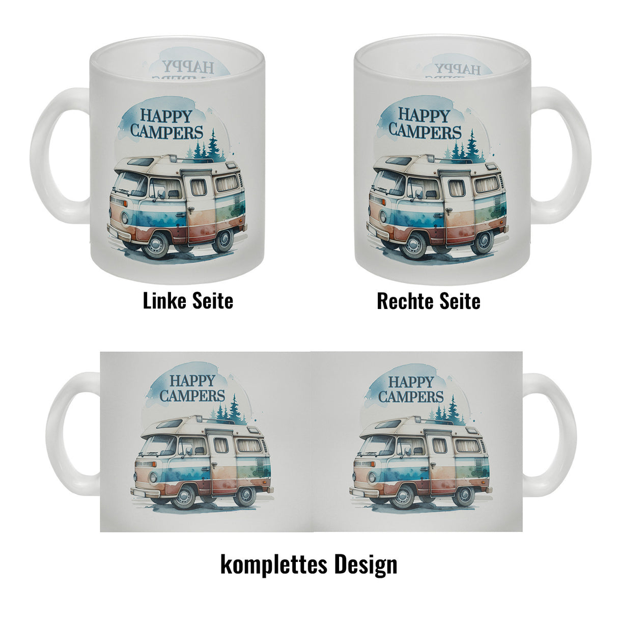 Campingwagen Kaffeebecher mit Spruch Happy Campers