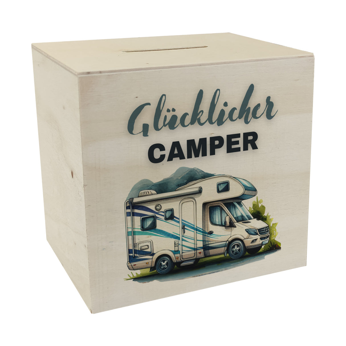 Wohnmobil Spardose mit Spruch Glücklicher Camper