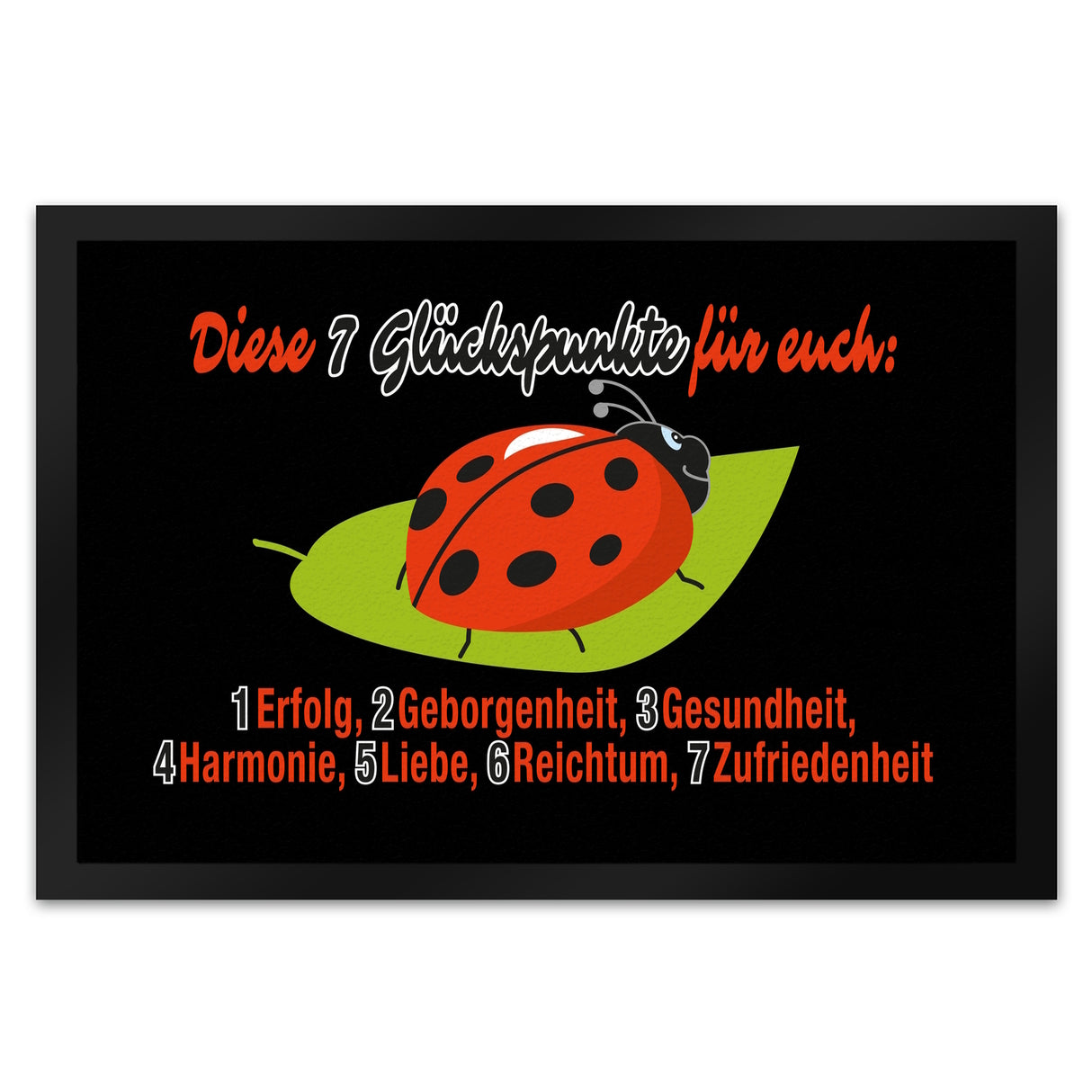 Marienkäfer Fußmatte in 35x50 cm mit Spruch Sieben Glückspunkte