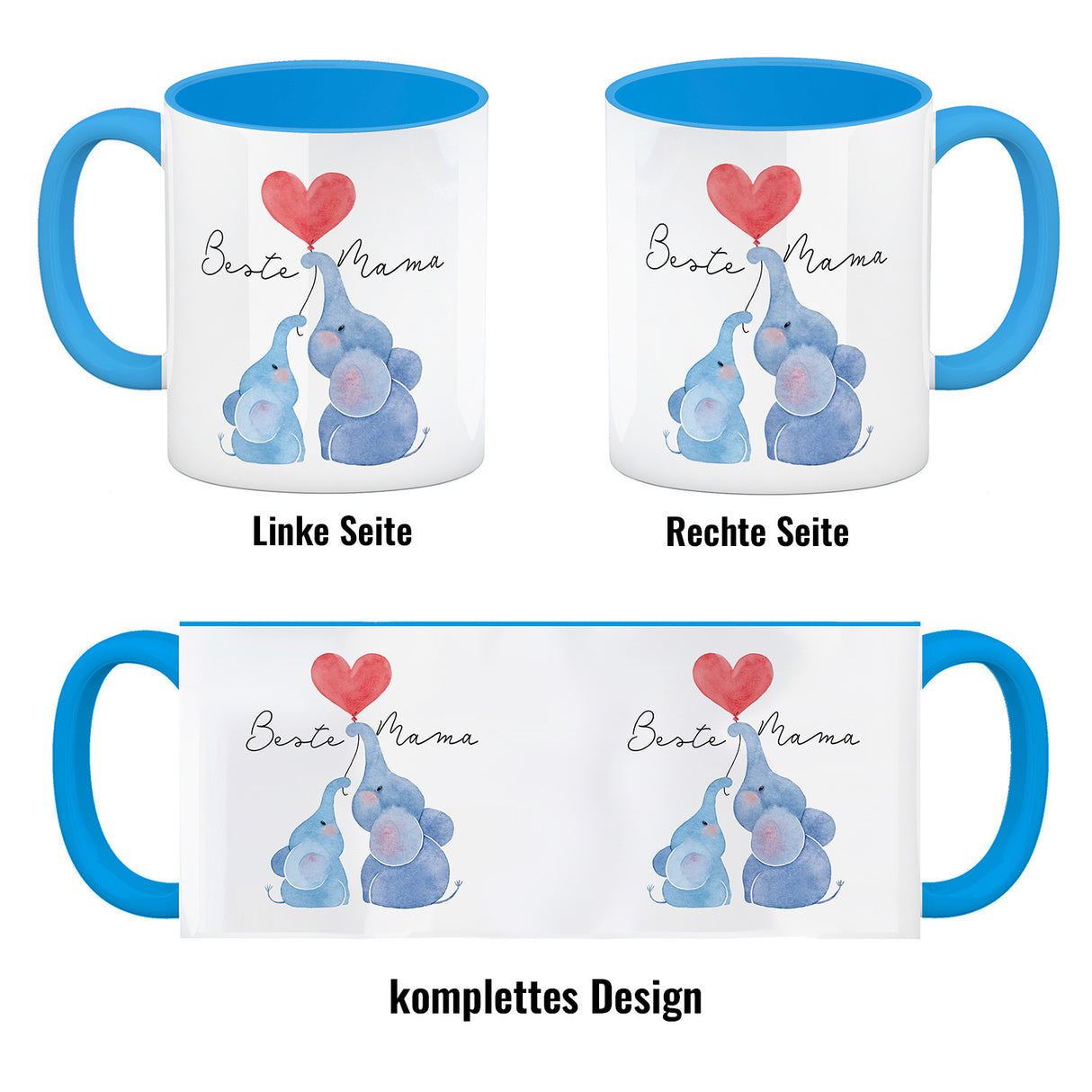 Elefant Mutter und Kind Kaffeebecher mit Spruch Beste Mama