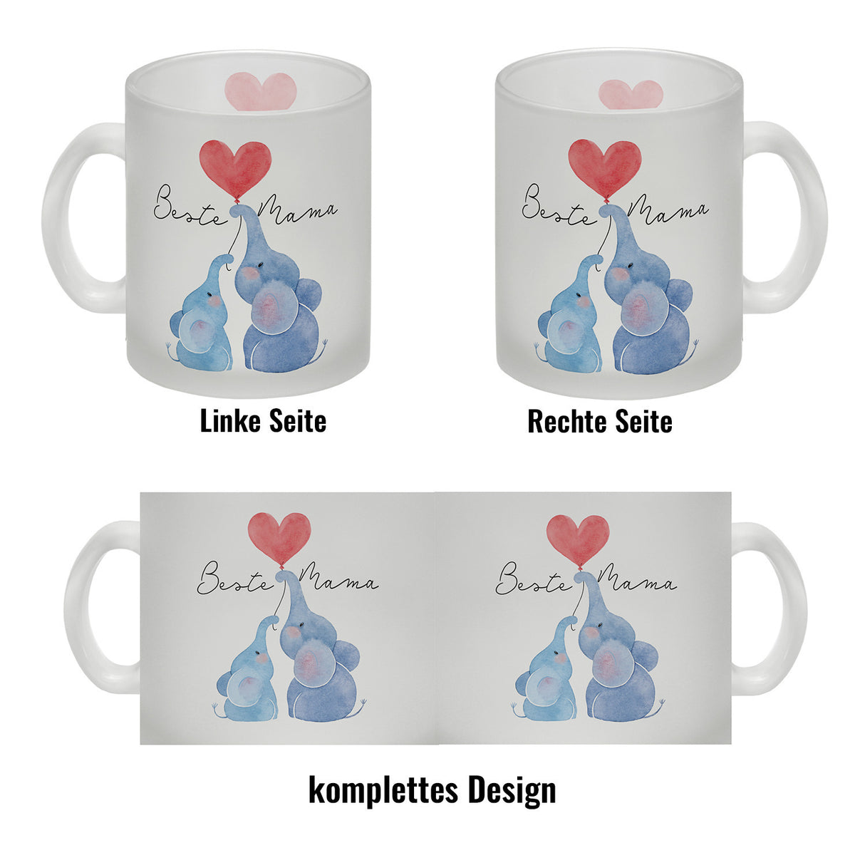 Elefant Mutter und Kind Kaffeebecher mit Spruch Beste Mama