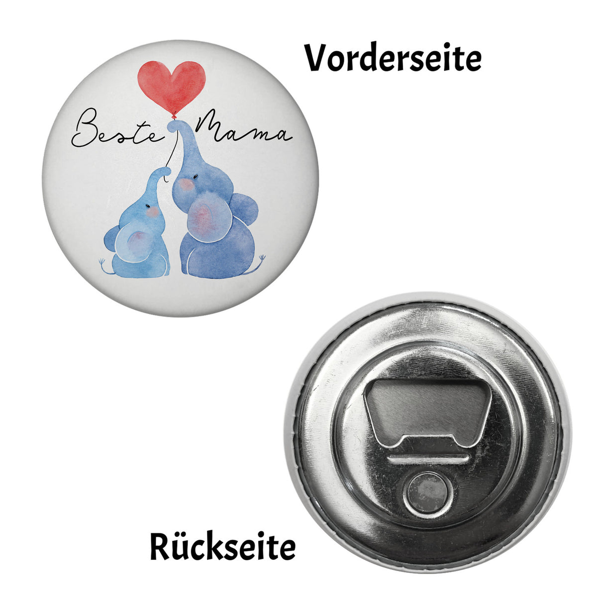 Elefant Mutter und Kind Magnet rund mit Spruch Beste Mama
