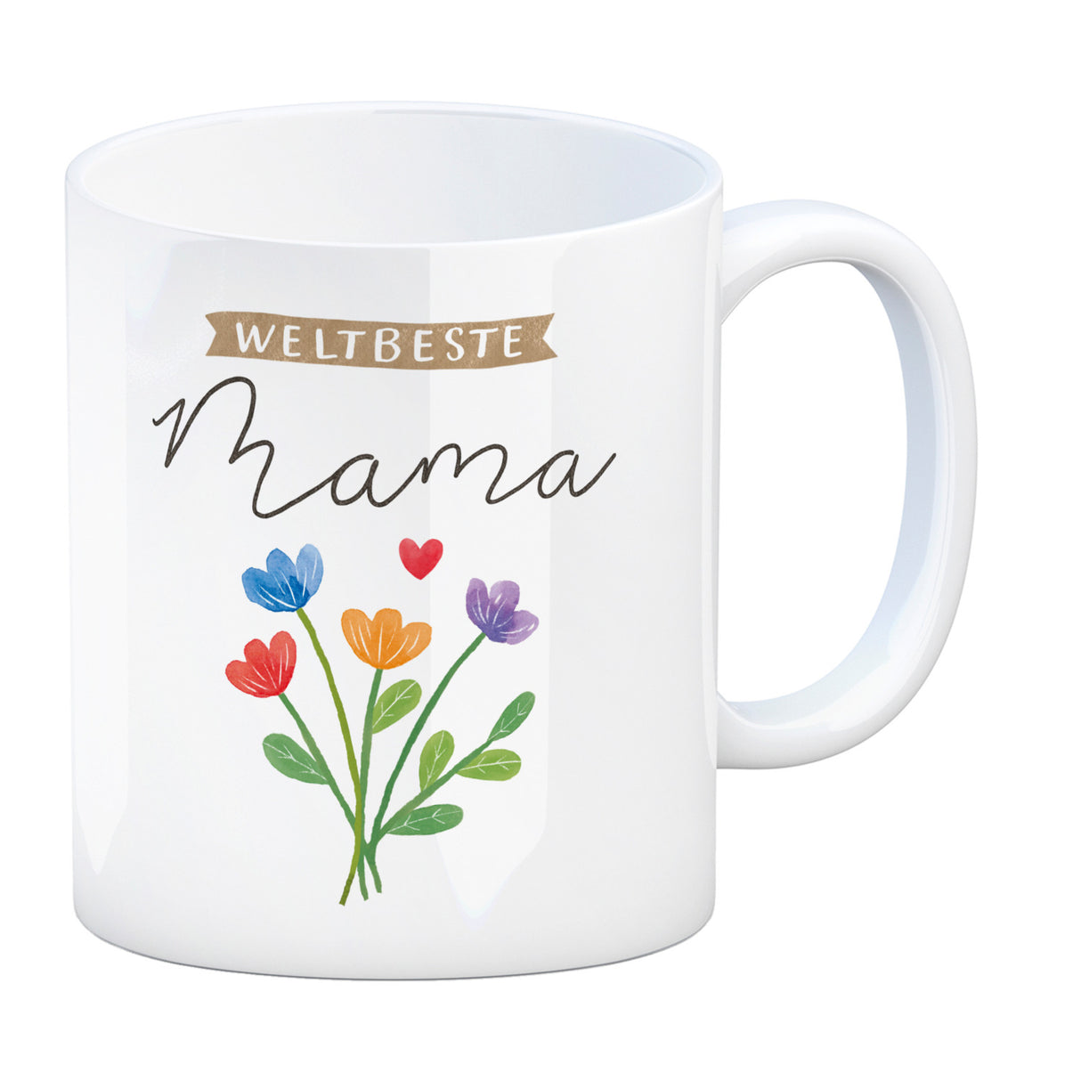 Blumenstrauß Kaffeebecher mit Spruch Weltbeste Mama