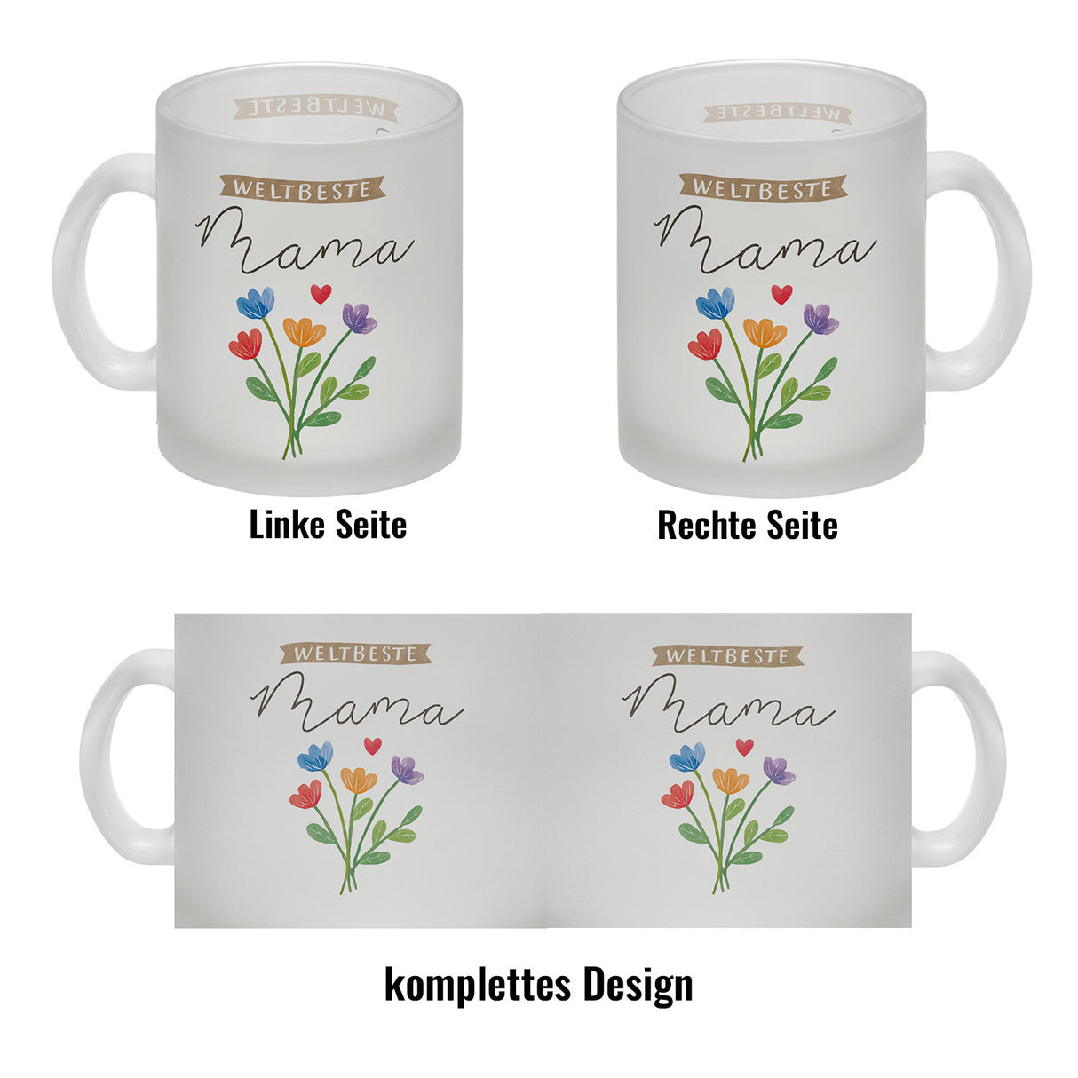 Blumenstrauß Kaffeebecher mit Spruch Weltbeste Mama