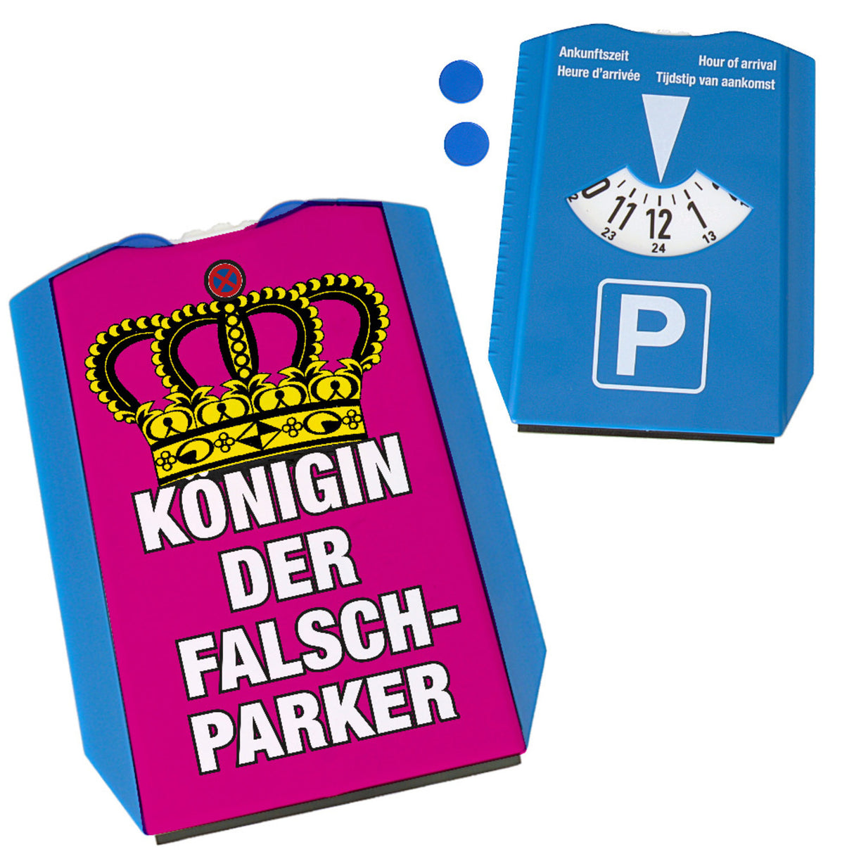 pinke Parkscheibe mit Spruch Königin der Falschparker