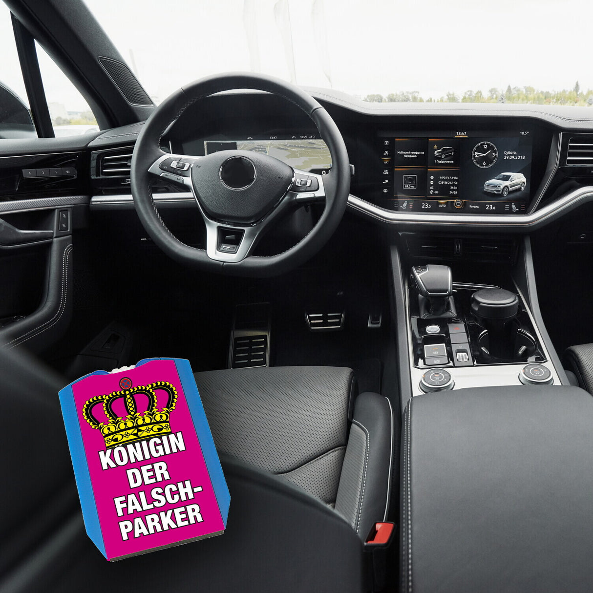 pinke Parkscheibe mit Spruch Königin der Falschparker