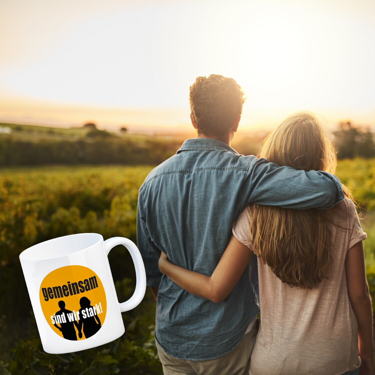 Freundschaft & Liebe Kaffeebecher mit Spruch Gemeinsam sind wir stark