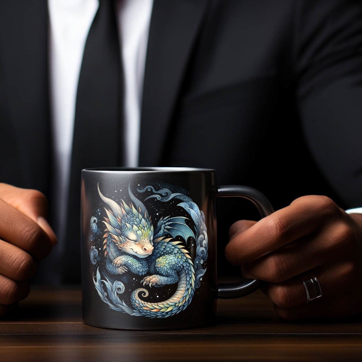 Babydrache Tasse in Schwarz