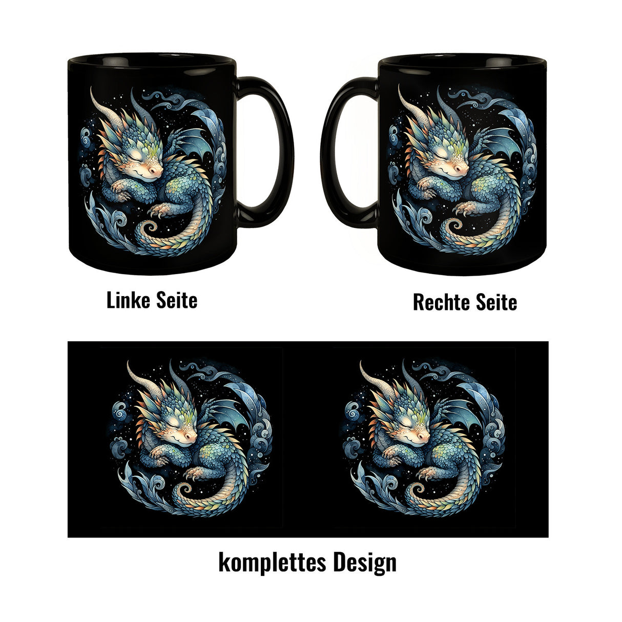 Babydrache Tasse in Schwarz