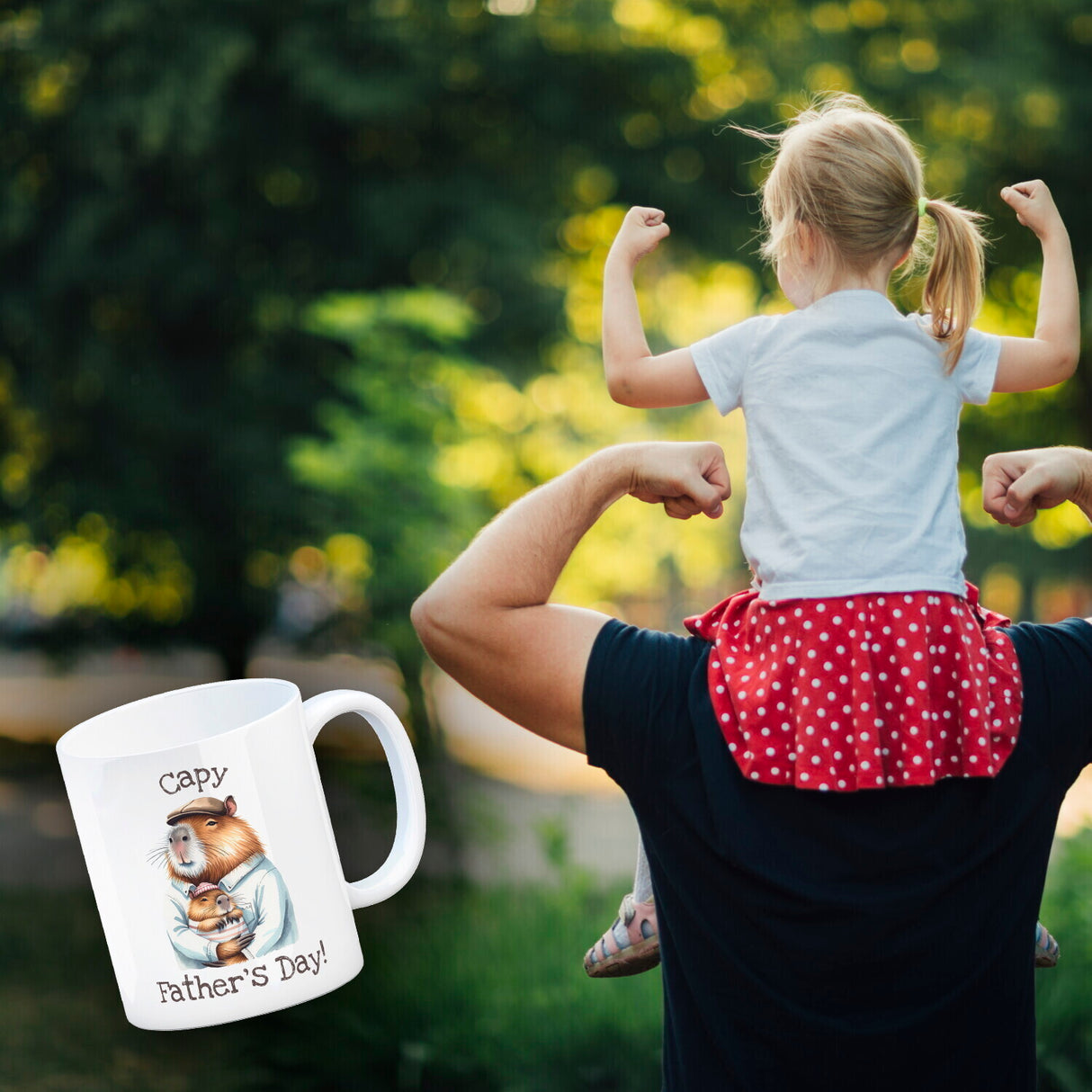 Capybara-Papa Aquarell-Optik Kaffeebecher mit Spruch Capy Father's Day
