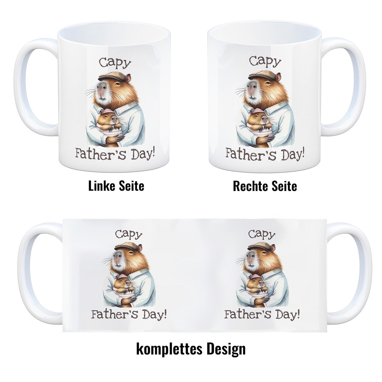 Capybara-Papa Aquarell-Optik Kaffeebecher mit Spruch Capy Father's Day