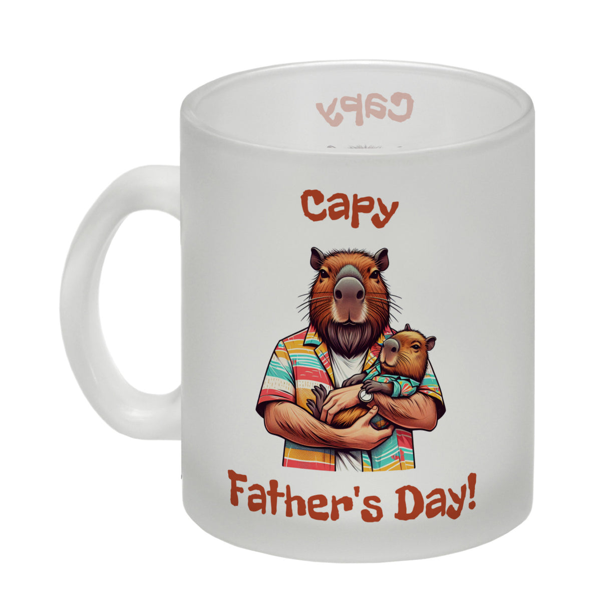 Capybara-Papa mit Kind Kaffeebecher mit Spruch Capy Father's Day