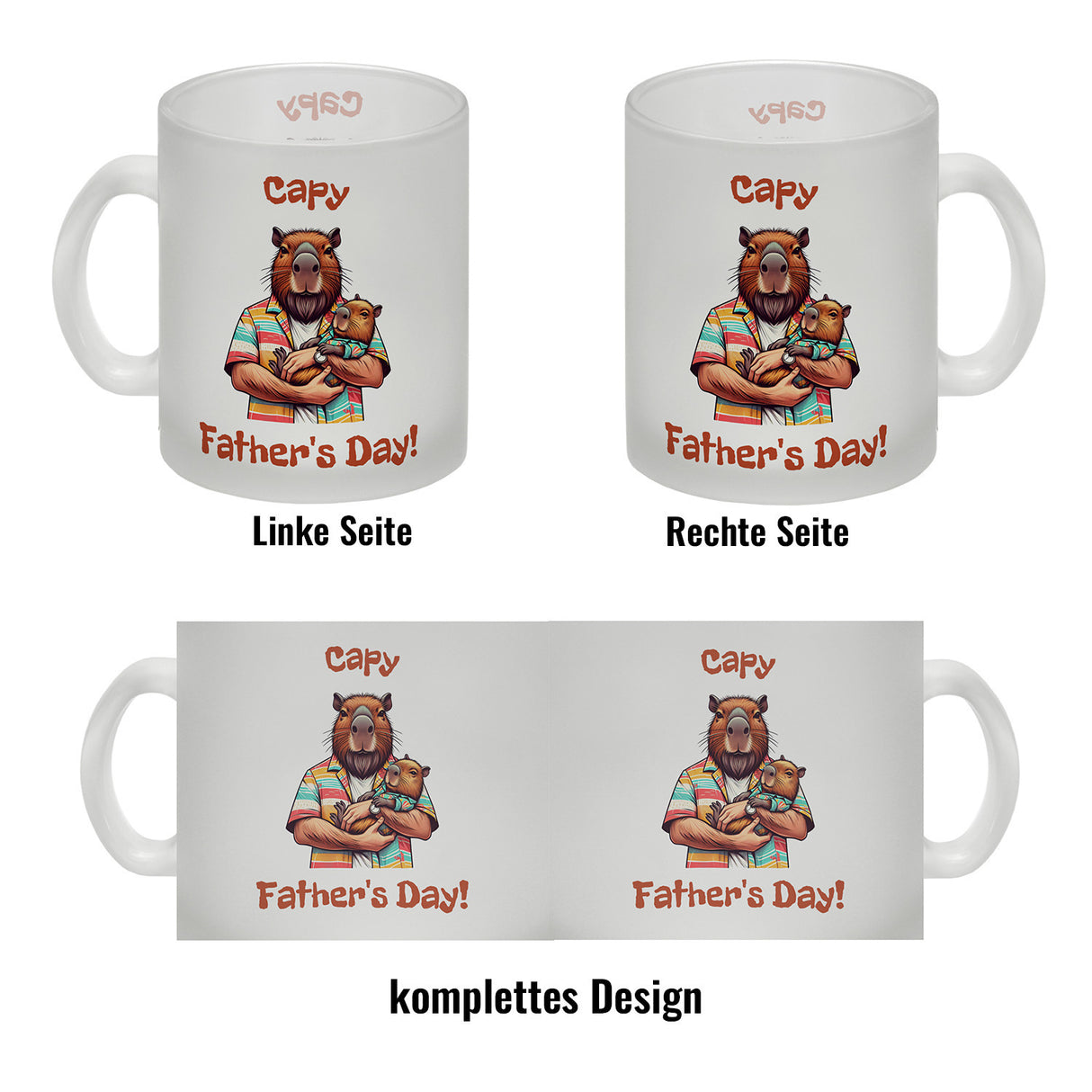 Capybara-Papa mit Kind Kaffeebecher mit Spruch Capy Father's Day