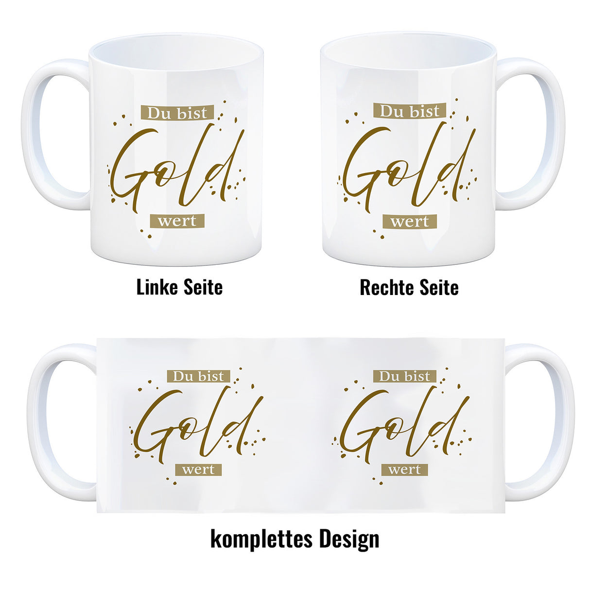 Danksagung Kaffeebecher mit Spruch Du bist Gold wert