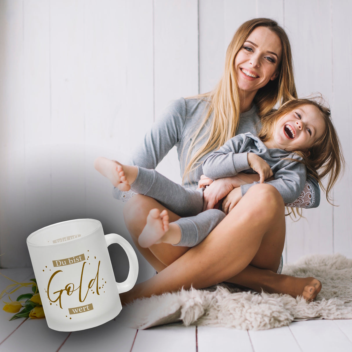 Danksagung Kaffeebecher mit Spruch Du bist Gold wert