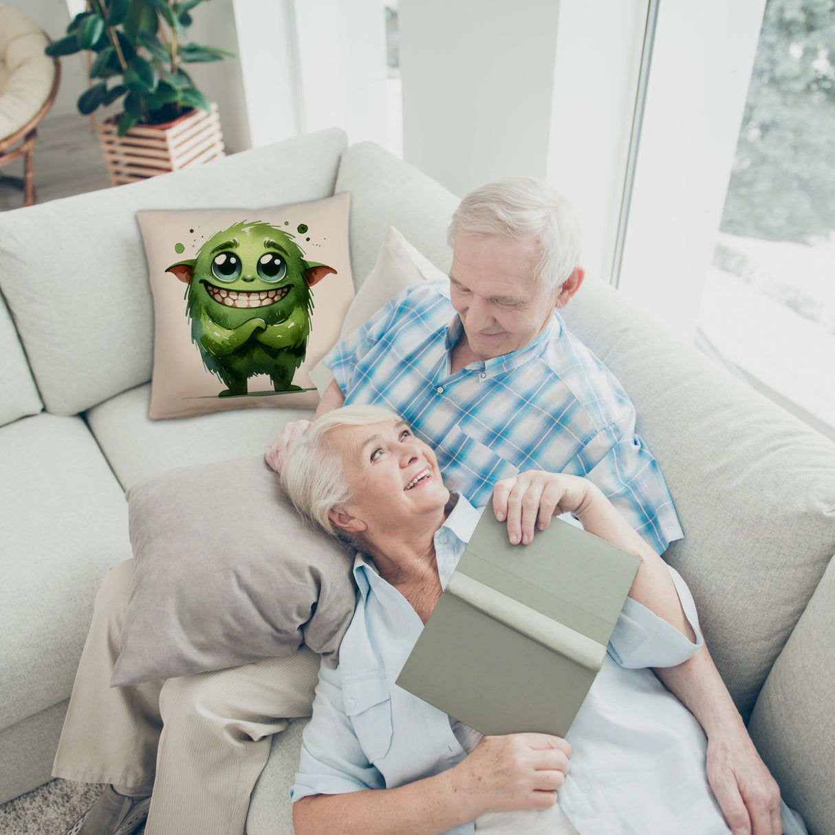 grünes Monster Kissen