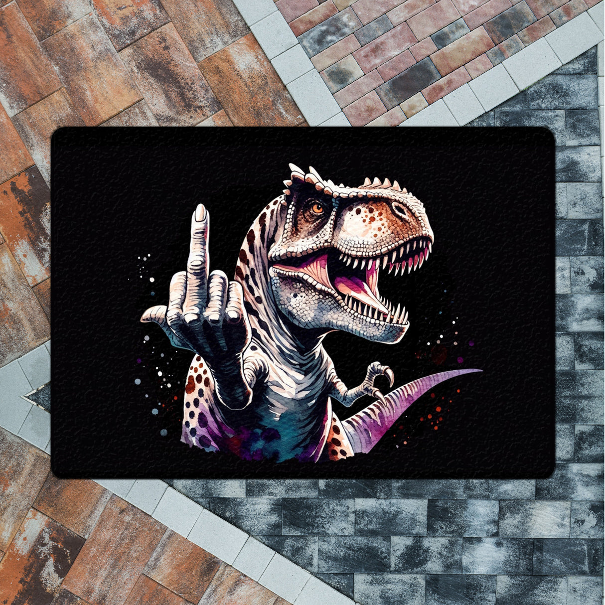 Dino Mittelfinger Fußmatte in 35x50 cm ohne Rand