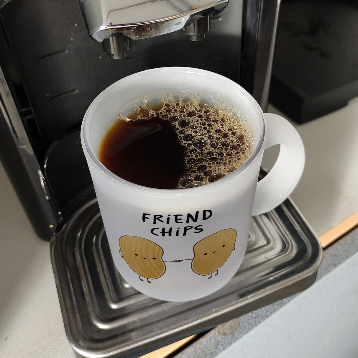 Chips Freundschaft Kaffeebecher mit Spruch Friendchips